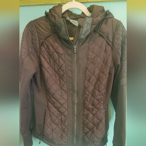 Athleta Quilted Mushroom Brown Hooded Jacket
